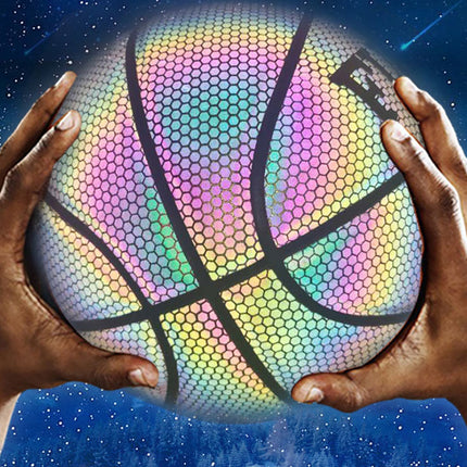 Holographic PU Leather Reflective Glowing Luminos Basket Ball 