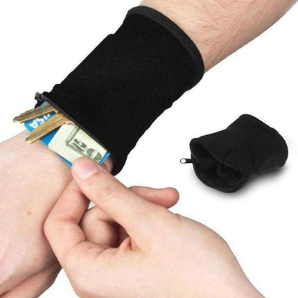 Maxbell Mini Wrist Wallet Pouch: Cotton Fitness Band with Zipper for Men & Women