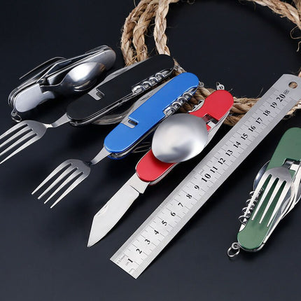Maxbell 1pcs Random Color Folding Tableware Portable Multi-purpose Tool | Camping Spoon Knife and Fork