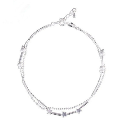 Maxbell Silver Ankle Bracelet - Elegant Ladies' Foot Jewelry with Adjustable Chain