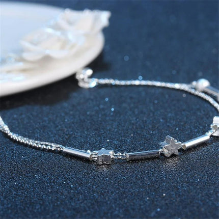 Maxbell Silver Ankle Bracelet - Elegant Ladies' Foot Jewelry with Adjustable Chain