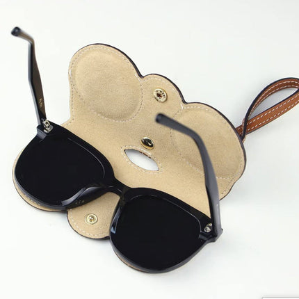 Creative Sunglasses Case | PU Leather Glasses Cover | Sunglasses Clip Organizer | Wrist Strap Case for Glasses- Gray