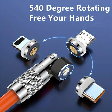 540° Rotation 3-in-1 Magnetic Fast Charging Cable