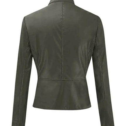 biker leather jacket womens::bike jacket for women::Street Style Jacket::faux leather jacket for women::zip up jacket with collar