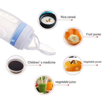 Squeezy Silicone Food Feeder Bottle Spoon 