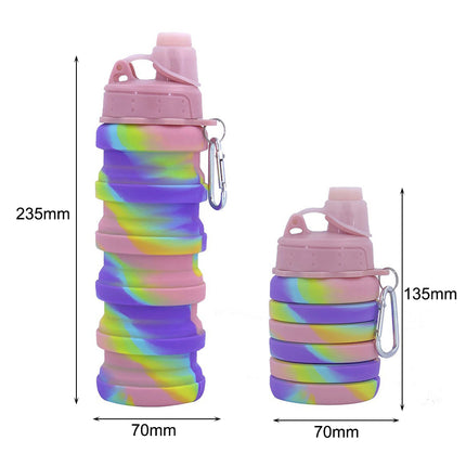 Dimension of Rainbow Color Collapsible Water Bottle 