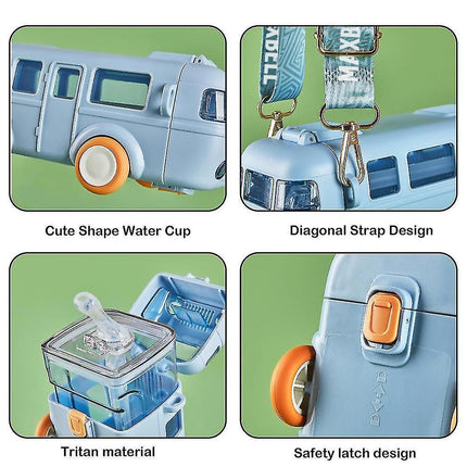 Bus Shaped Water Bottles with Strap, safety Latcha and Tritan Material