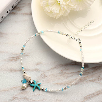 Maxbell Blue Starfish Ankle Bracelet - Stylish Beach Jewelry for a Splash of Elegance