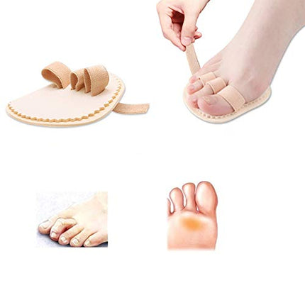 Toe Splint & Straightener, Adjustable Loops Hammer Toe Correctors Brace w/ Slip-on Cushion Metatarsal Pads for Claw Curled & Crooked Toes - Support Guard for Pre Post Surgery (3 loops one pair)