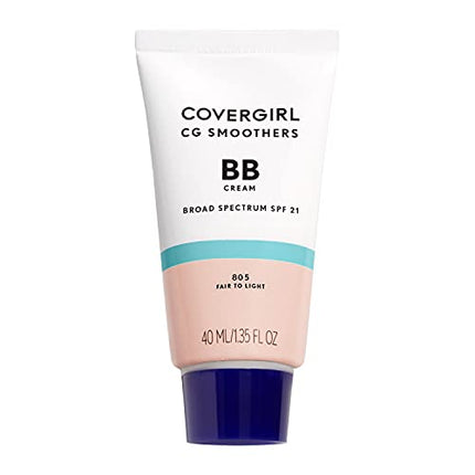 COVERGIRL Smoothers Lightweight BB Cream, Fair to Light 805, 1.35 oz (Packaging May Vary) Lightweight Hydrating 10-In-1 Skin Enhancer with SPF 21 UV Protection