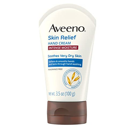 Aveeno Skin Relief Intense Moisture Hand Cream with Soothing Oat and Rich Emollients for Dry Skin, 24 Hour Moisture, Fragrance and Steroid Free, 3.5 oz in India