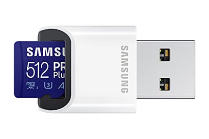 Buy SAMSUNG PRO Plus + Reader 512GB microSDXC Up to 160MB/s UHS-I, U3, A2, V30, Full HD & 4K UHD Mem. in India