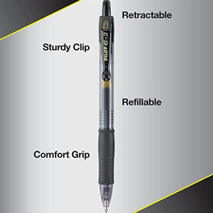 Buy Pilot G2 Retractable Premium Gel Ink Roller Ball Pens, Bold Point, 5-Pack, Black Ink (31303) India