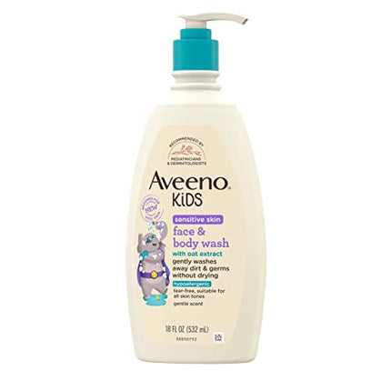 Aveeno Kids Sensitive Skin Face & Body Wash With Oat Extract, Gently Washes Away Dirt & Germs Without Drying, Tear-Free & Suitable for All Skin Tones, Hypoallergenic, 18 fl. Oz in India