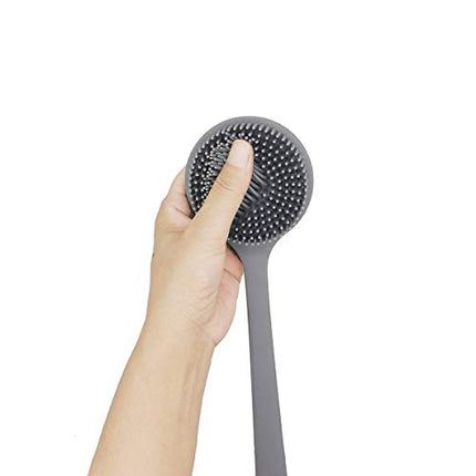 DNC Silicone Back Scrubber for Shower Bath Body Brush with Long Handle, BPA-Free, Hypoallergenic, Eco-Friendly (Gray) in India