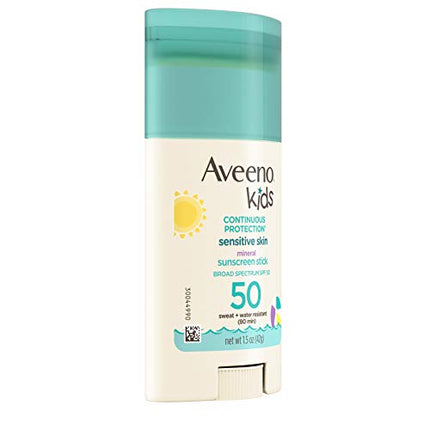 Aveeno Kids Continuous Protection Zinc Oxide Mineral Sunscreen Stick for Sensitive Skin, Face & Body Sunscreen Stick for Kids with Broad Spectrum SPF 50, Sweat- & Water-Resistant, 1.5 oz in India