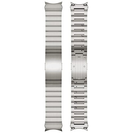 LDFAS Compatible for Samsung Galaxy Watch 5 Pro 45mm/4 Classic 42mm 46mm Bands, 20mm Titanium Metal Watch Strap with Curved Buckle Compatible for Samsung Galaxy Watch 5/4 40mm/44mm Band, Silver Gray