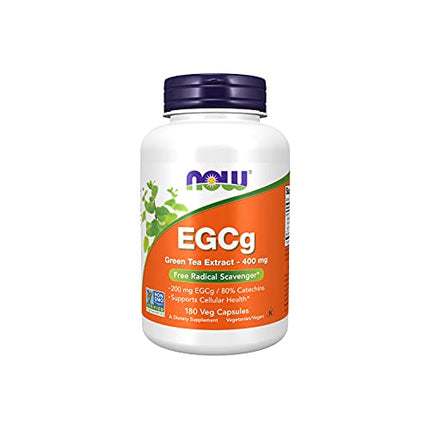 NOW Supplements, EGCg Green Tea Extract 400 mg, Free Radical Scavenger*, 180 Veg Capsules