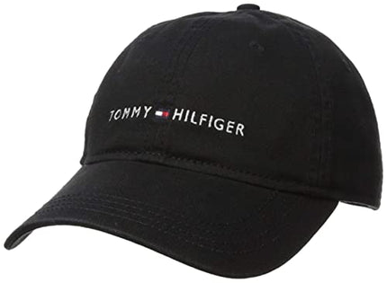 Tommy Hilfiger Men's Logo Dad Baseball Cap, Tommy Black, One Size