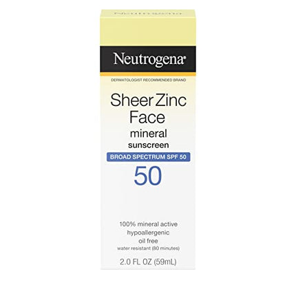 Buy Neutrogena Sheer Zinc Oxide Dry-Touch Mineral Face Sunscreen Lotion with Broad Spectrum SPF 50 in India
