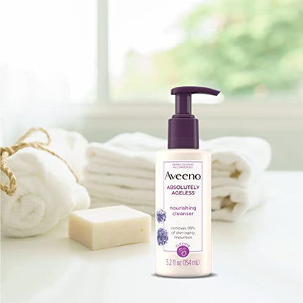 Aveeno Absolutely Ageless Nourishing Daily Facial Cleanser, Antioxidant-Rich Blackberry Extract, Non-Comedogenic Makeup-Removing Face Wash from Dermatologist-Recommended Brand, 5.2 fl. oz