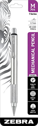 Zebra Pen M-701 Mechanical Pencil, Stainless Steel Barrel, Medium Point, 0.7mm, 1-Pack