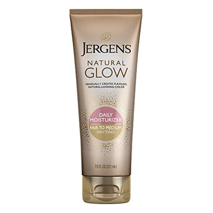 Jergens Natural Glow Sunless Tanning Lotion, Self Tanner, Fair to Medium Skin Tone, Daily Moisturizer, 7.5 Ounce, featuring Antioxidants and Vitamin E in India