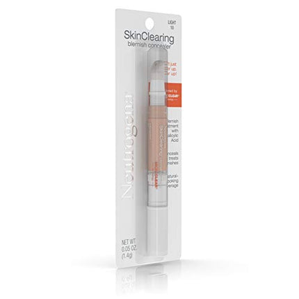 Neutrogena SkinClearing Blemish Concealer Face Makeup with Salicylic Acid Acne Medicine, Non-Comedogenic and Oil-Free Concealer Helps Cover, Treat And Prevent Breakouts, Light 10,.05 oz
