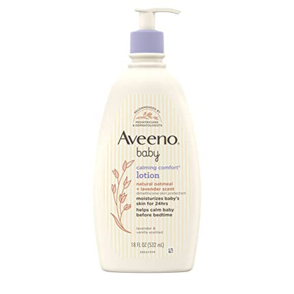 Aveeno Baby Calming Comfort Moisturizing Lotion with Relaxing Lavender & Vanilla Scents, Non-Greasy Body Lotion with Natural Oatmeal & Dimethicone, Paraben- & Phthalate-Free, 18 fl. Oz in India