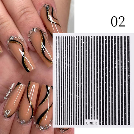 3D Metal Stripe Nail Stickers-Nail Art