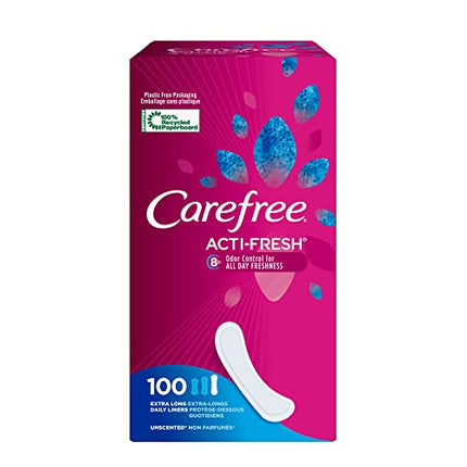 Buy Carefree Acti-Fresh Pantiliners, Extra Long Flat, Unscented, 100 Count (Pack of 1) in India India