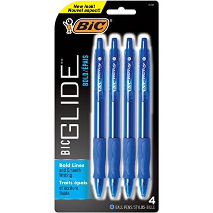 BIC VLGBP41-Blu Velocity Bold Retractable Ball Pen, Bold Point (1.6mm), Blue, 4-Count