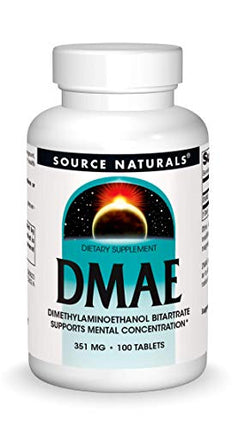 Source Naturals DMAE, Dimethylaminoethanol Bitartrate - Supports Mental Concentration - 100 Tablets in India