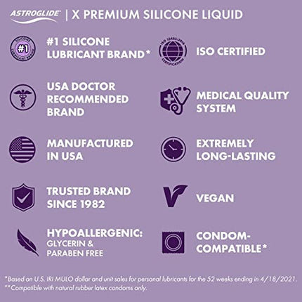 Astroglide X, Premium Waterproof Silicone Personal Lubricant, 2.5 oz.