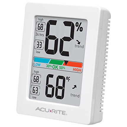 AcuRite Digital Hygrometer with Indoor Monitor and Comfort Scale (01083M) Room Thermometer Gauge with Temperature Humidity, 3 x 2.5 Inches, White