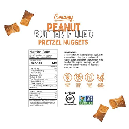 Quinn Peanut Butter Filled Pretzel Nuggets, Gluten Free, Non-GMO, 7 oz Bag (4 count)