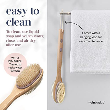 Buy MainBasics Back Scrubber for Shower Long Handle Back Brush Dual-Sided with Exfoliating and Soft Bristles India