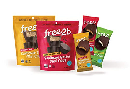Free 2b Sunflower Butter Sun Cups, School Safe and Allergy Friendly - Gluten-Free, Dairy-Free, Nut-Free, and Soy-Free - Chocolate, 2-Cup Packages (Pack of 12)
