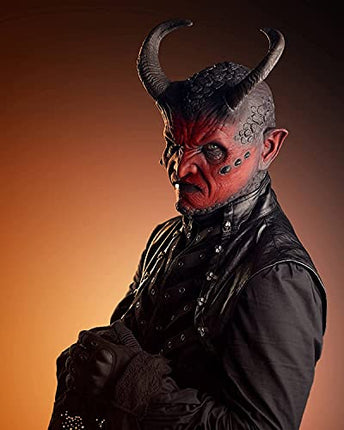 ASIH Demon Devil Silicone Mask,Devil Latex Mask Headgear,Halloween Fright Decoration Devil Mask Face Mask Horror Halloween (RED)
