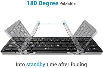 buy Foldable Keyboard, iClever BK03 Portable Keyboard with Stand Holder (Sync Up to 3 Devices), Full-Size Keyboard in India
