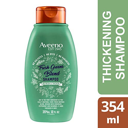 Aveeno, Fresh Greens Blend Sulfate-Free Shampoo with Rosemary, Peppermint & Cucumber to Thicken & Nourish, Clarifying & Volumizing Shampoo for Thin or Fine Hair, Paraben-Free, 12oz