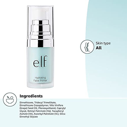 e.l.f., Hydrating Face Primer, Lightweight, Long Lasting, Creamy, Hydrates, Smooths, Fills in Pores and Fine Lines, Natural Matte Finish, Infused with Vitamin E, 0.47 Oz