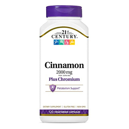 Buy 21st Century Cinnamon 2000 mg Per Serving Plus Chromium Vegetarian Capsules 120 count India