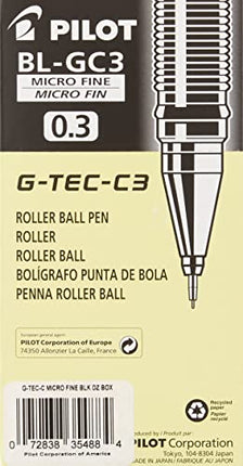 Buy PILOT G-Tec-C Gel Ink Rolling Ball Pens, Micro Fine Point (0.3mm), Black Ink, 12-Pack (35488) India