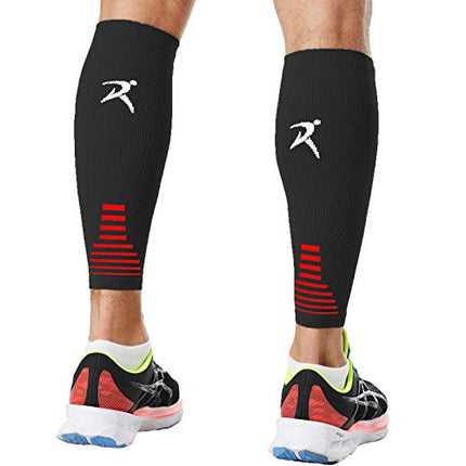 Rymora Leg Compression Sleeve, Calf Support Sleeves Legs Pain Relief for Men and Women, Comfortable and Secure Footless Socks for Fitness, Running, and Shin Splints – Black, Medium (One Pair)
