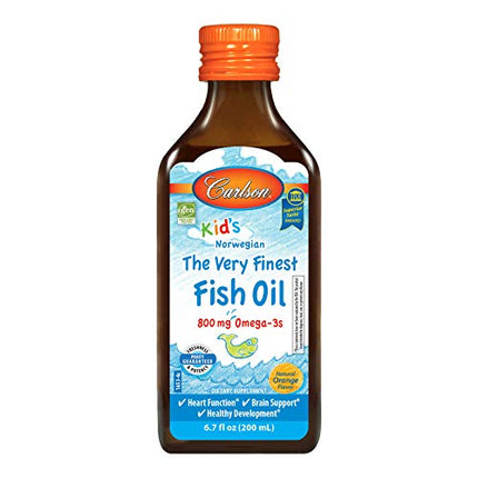 Carlson - Kid's The Very Finest Fish Oil, 800 mg Omega-3s, Norwegian, Sustainably Sourced, Orange, 200 mL