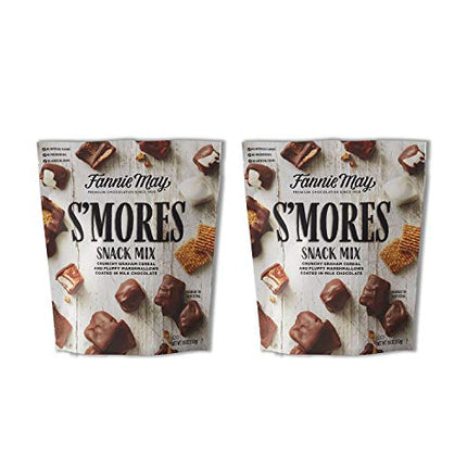 Fannie May S'mores Snack Mix, Milk Chocolate Covered Mini Marshmallows and Graham Cereal, 18oz Bag, 2 Pack