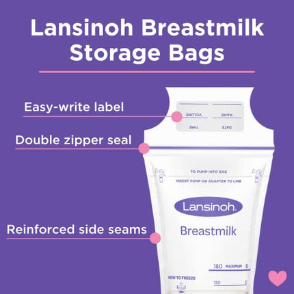 Lansinoh Breastmilk Storage Bags, 50 Count, 6 Ounce Milk Storage Bags