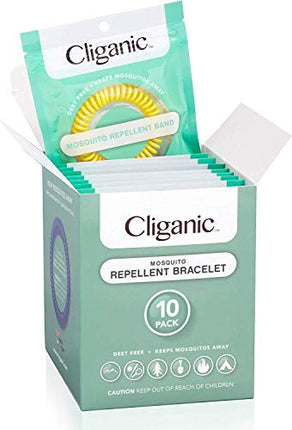 Cliganic 10 Pack Mosquito Repellent Bracelets, DEET-Free Bands, Individually Wrapped in India