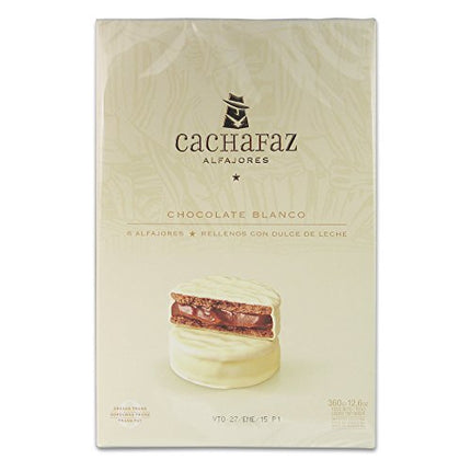 Buy Cachafaz "Alfajor Blanco" Real White Chocolate Ganache Glaze Cookie Sandwich Filled with Dulce de Leche: 6 Units India